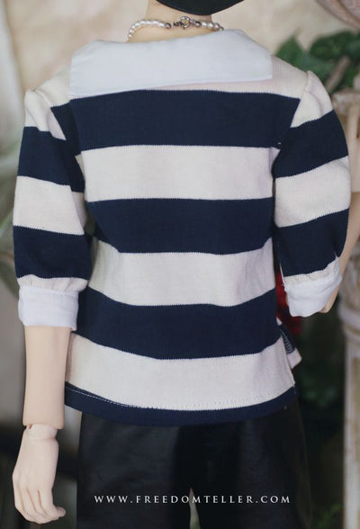 Wide Stripe T (w/collar) -Dark Navy/ 65cm | Preorder | OUTFIT