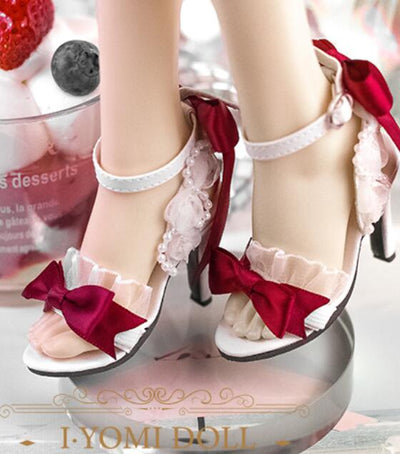 Summer Dessert Ribbon Bow High Heel Sandal Dark Red [30%OFF] | Item in Stock | SHOES