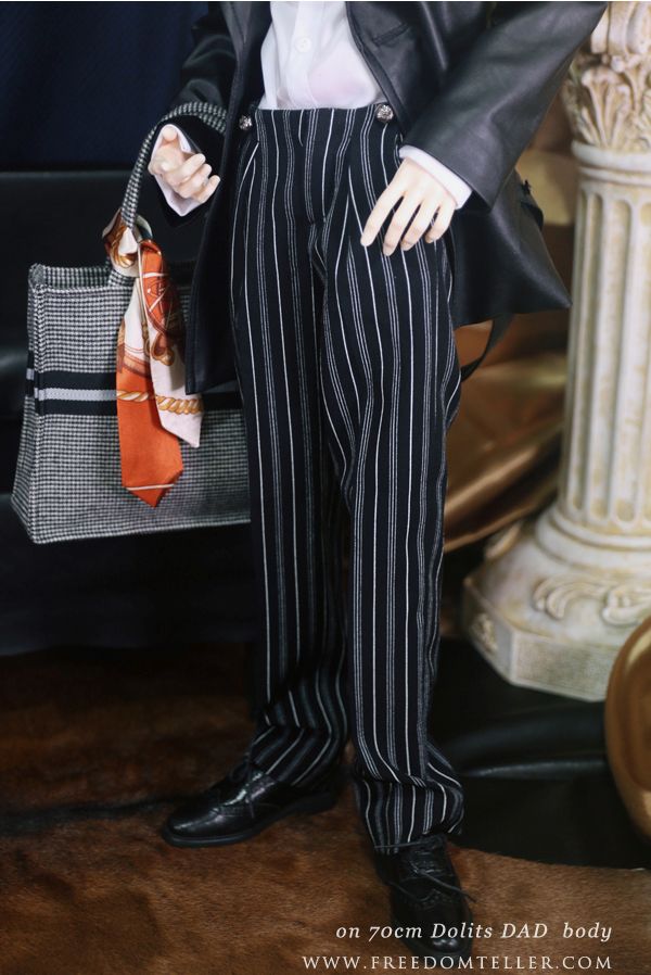 Slacks (wide fit) Black Stripe: 70cm Humming [Limited] | Preorder | OUTFIT