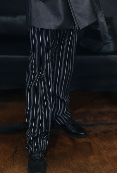 Slacks (wide fit) Black Stripe: 70cm Humming [Limited] | Preorder | OUTFIT