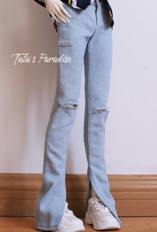 Split forks and holes mopping the floor shallow jeans (60cm) | Item in Stock | OUTFIT