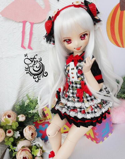 Check Dress Skirt Set (Monochrome Cherry/MDD) | Item in Stock | OUTFIT