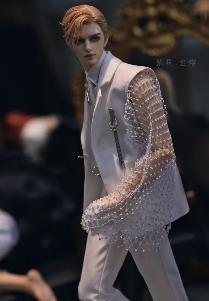 Blooming Flower White Mesh Suit Set (White Shirt): SD17 [Limited Time] | Preorder | OUTFIT