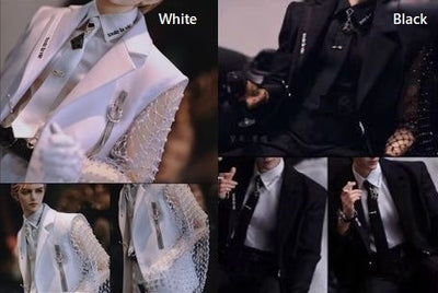 Blooming Flower White Mesh Suit Set (Black Shirt): SSDF [Limited Time] | Preorder | OUTFIT