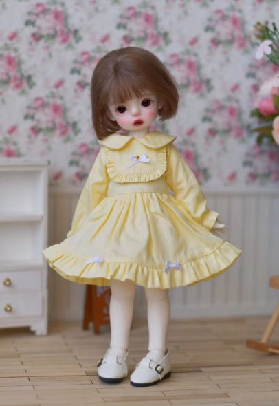 Lace Solid Color cute skirt dress goose yellow | Item in Stock | OUTFIT