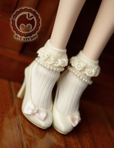 Lace Small Socks White stripes (MSD40cm) | Item in Stock | OUTFIT