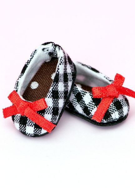 PS-14 CHESS RIBBON SHOES (White black-Red) | Preorder | SHOES