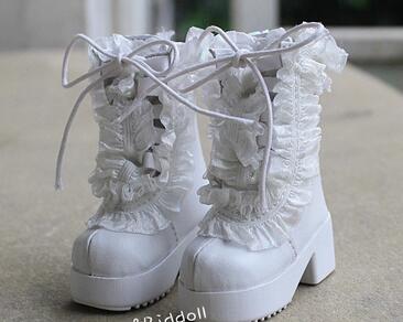 Frilly Lolita Boots(White) 40cm | Item in Stock | SHOES