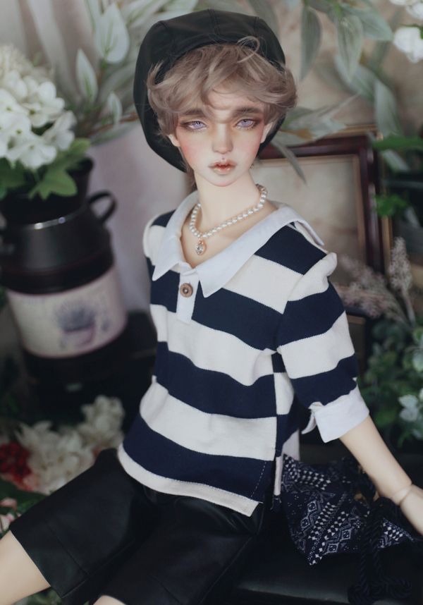 Wide Stripe T (w/collar) -Dark Navy/ DD | Preorder | OUTFIT